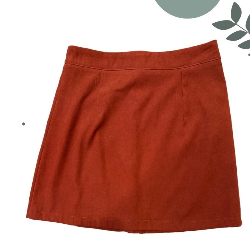 🛍️ Rust Red A-Line Button Front Mini Skirt Small - Picture 4 of 6